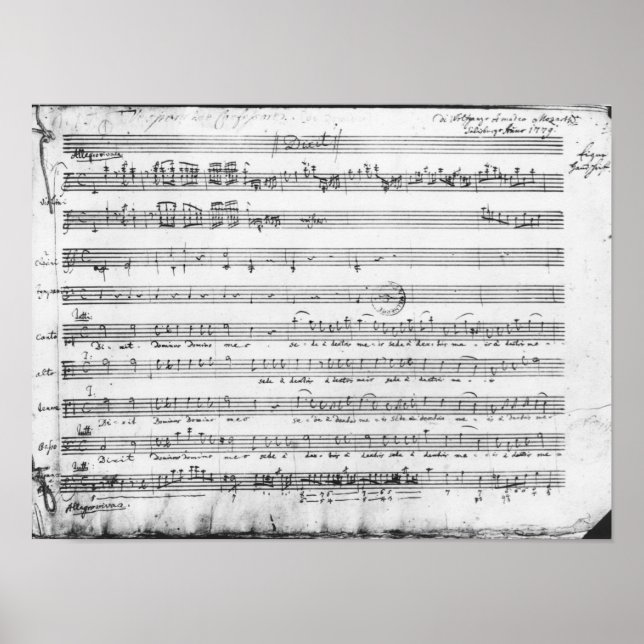 Affiches Dimanche Vespers, 1779 (Devant)