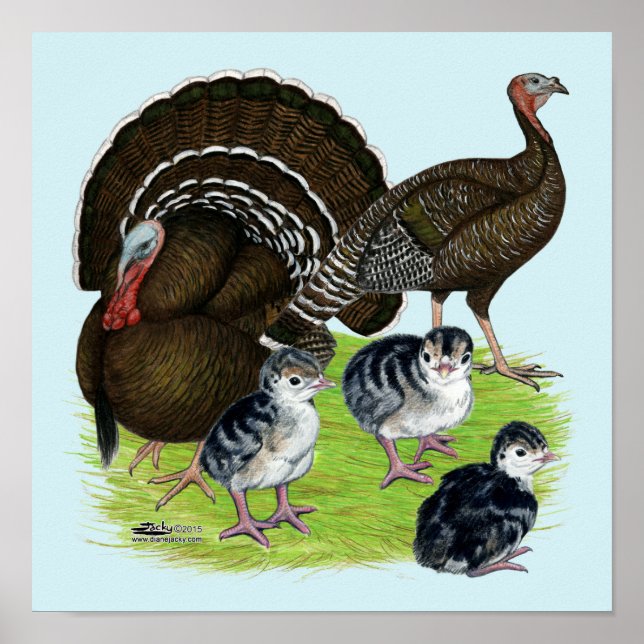Affiches Dinde Famille Bronze Standard (Devant)