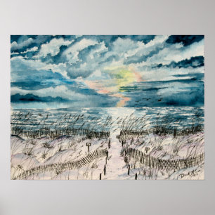 Affiches Dîner coucher de soleil sur la plage