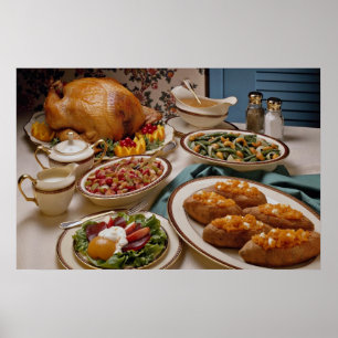 Affiches Dîner de dinde de rôti de thanksgiving