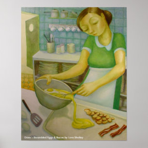Affiches Diner - oeufs de la cicatrice et bacon - Lora Shel