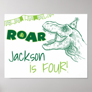 Affiches Dinosaur Roar Birthday Sign