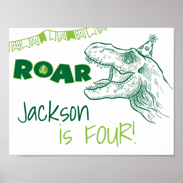 Affiches Dinosaur Roar Birthday Sign (Devant)