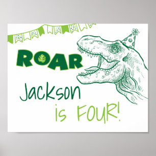 Affiches Dinosaur Roar Birthday Sign