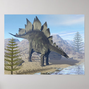 Affiches Dinosaure de Stegosaurus - rendu 3D