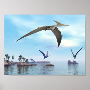 Affiches Dinosaures de Pteranodon volant - 3D rendent