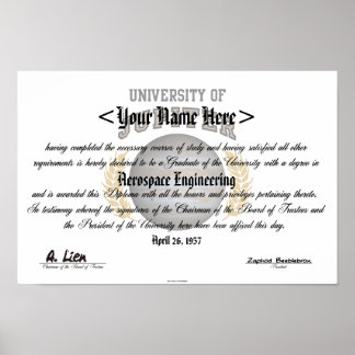 Affiches Diplôme de l'Université de Jupiter