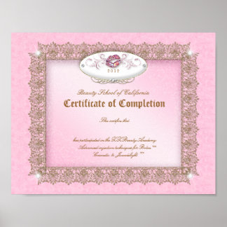 Affiches Diplôme de maquillage Certificat d'achèvement Lèvr