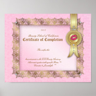 Affiches Diplôme de maquillage Certificat d'achèvement Or r