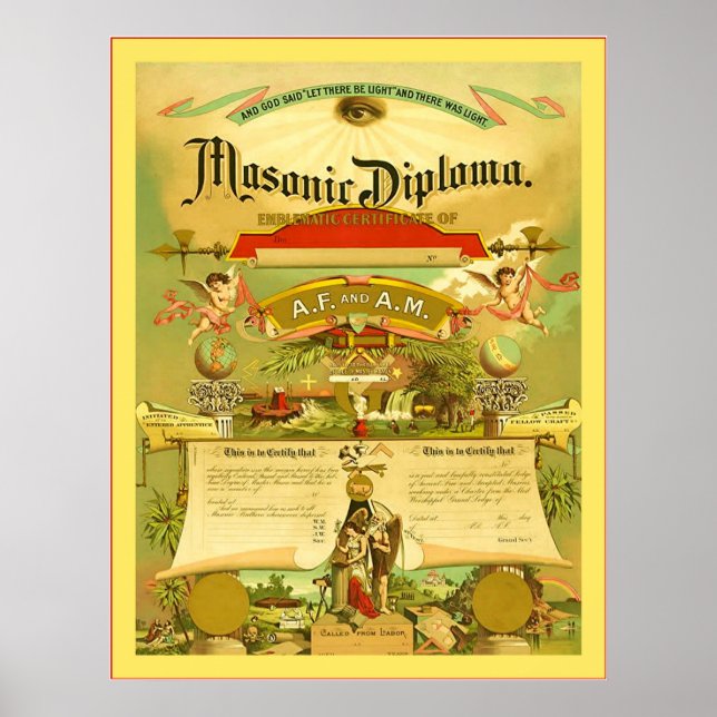 Affiches Diplôme maçonnique (1891) (Devant)