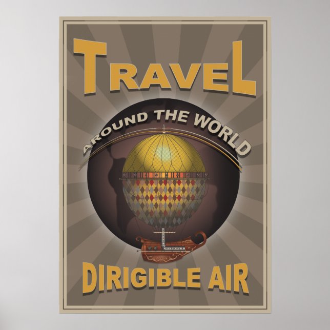 Affiches Dirigeant Air Steampunk Voyage Vintage Monde (Devant)