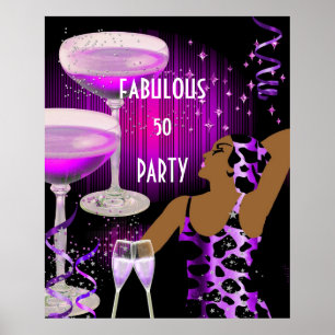 Affiches Diva Fabulous 50 LADY Champagne violet rose