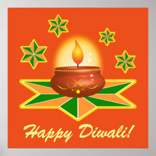 Affiches Diwali heureux avec la lanterne