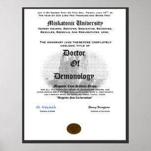 Affiches Docteur d'université de Miskatonic de Demonolgy