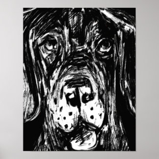 Affiches Dogue allemand dessin au charbon