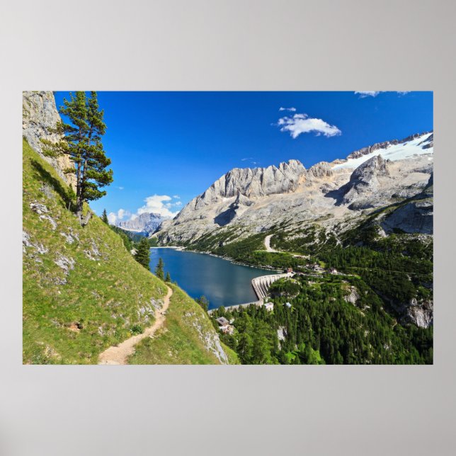 Affiches Dolomiti - Fedaia pass with lake (Devant)