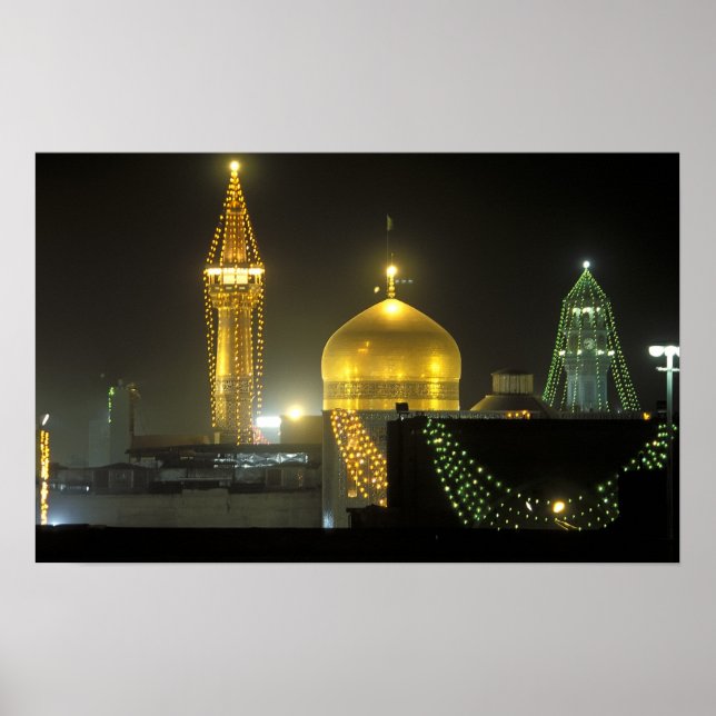 Affiches Dôme doré du Complexe Sanctuaire Imam Reza à (Devant)