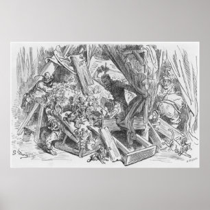 Affiches Don don Quichotte combattant les marionnettes