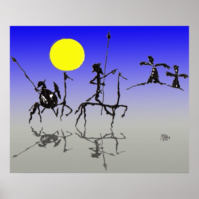 Affiches Don quijote y Sanchopanza (couleur numérique) (Devant)