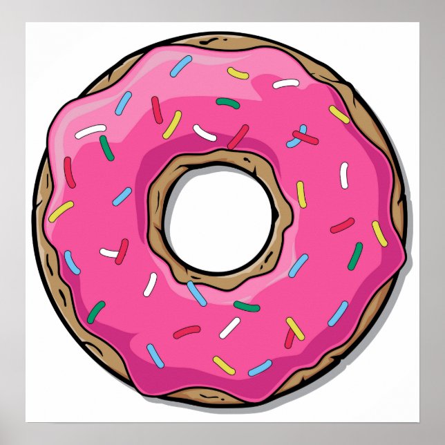 Affiches Donut Rose Cartoon Avec Saupoudrages (Devant)