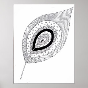 Affiches Doodle en plumes noir et blanc