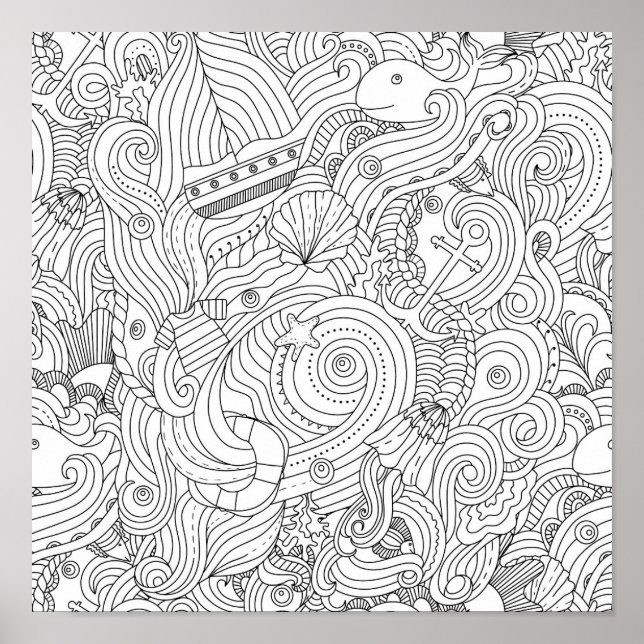 Affiches Doodle nautique 2 (Devant)