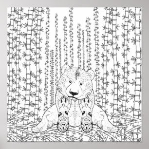 Affiches Doodle Panda Bambou 2