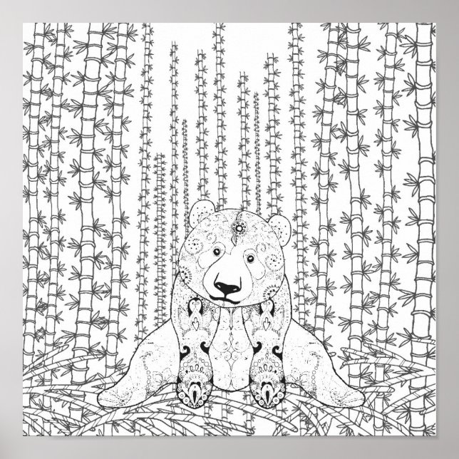Affiches Doodle Panda Bambou 2 (Devant)