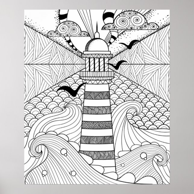 Affiches Doodle phare tiré à la main 2 (Devant)