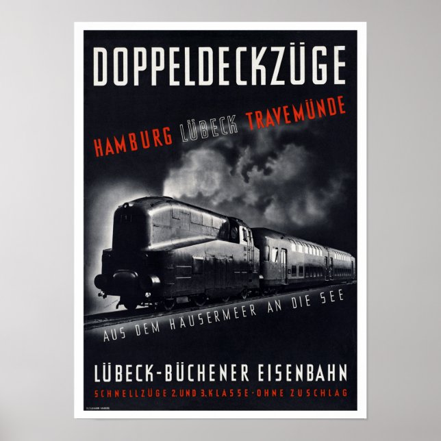 Affiches Doppeldeckzuge ~ Voyage ferroviaire Vintage (Devant)
