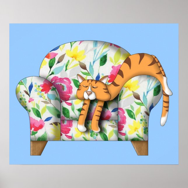 Affiches Dormir sur une chaise à fleurs (Devant)