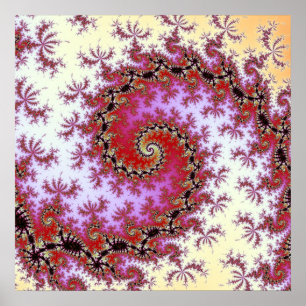 Affiches Double conception en spirale rouge de fractale