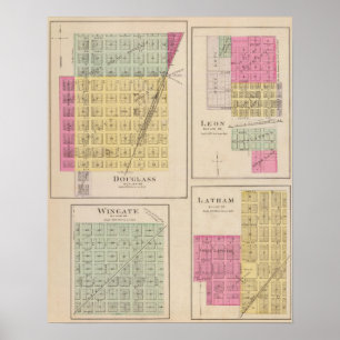 Affiches Douglas, Leon, Wingate et Latham, Kansas