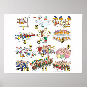 Affiches douze jours chansons de noël dessin animé