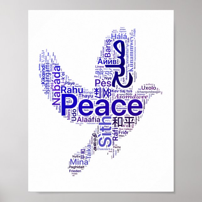 Affiches Dove Word Art Peace (Devant)