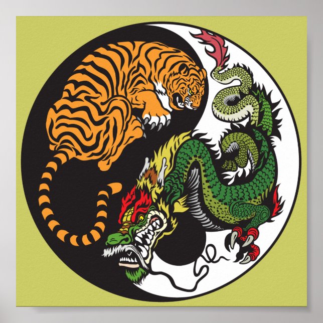 Affiches dragon and tiger yin yang (Devant)