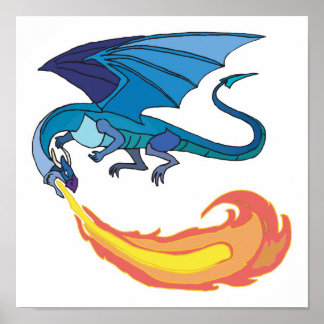 Affiches dragon bleu souffle