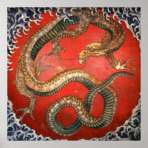 Affiches Dragon, Hokusai Art japonais