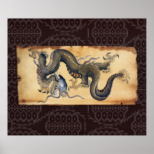 Affiches Dragon japonais de tatouage d'art - Imprimer