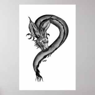 Affiches Dragon noir et blanc