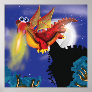 Affiches Dragon Soufflant des Flammes