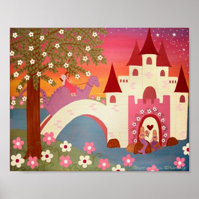 Affiches Dragon Tales - 8x10 Princess Fairytale Kids Art (Devant)