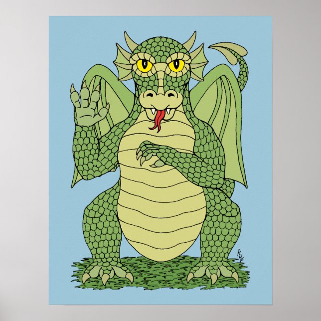 Affiches Dragon vert mignon (Devant)