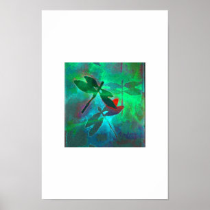Affiches dragonfly dance in green