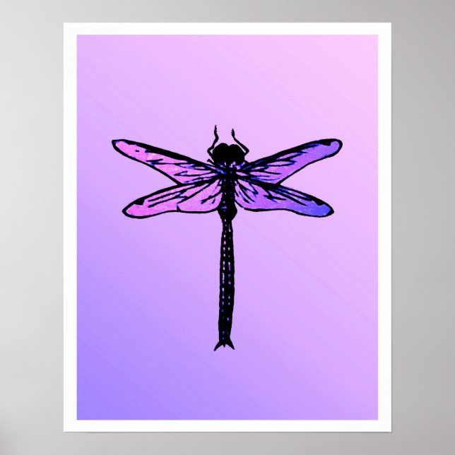 Affiches Dragonfly japonaise vintage, améthyste violet (Devant)