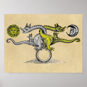 Affiches Dragons magiques en or et en argent