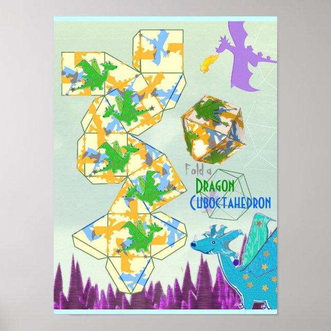 Affiches Dragons Motif Plier un Cuboctahedron (Devant)