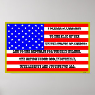Affiches Drapeau américain avec le serment de fidélité