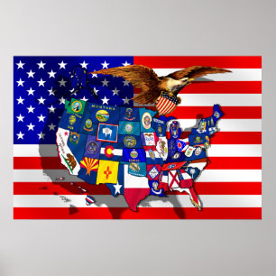 Affiches Drapeau américain Eagle États-Unis drapeau de l'Ét