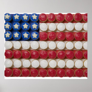Affiches Drapeau américain en cupcakes